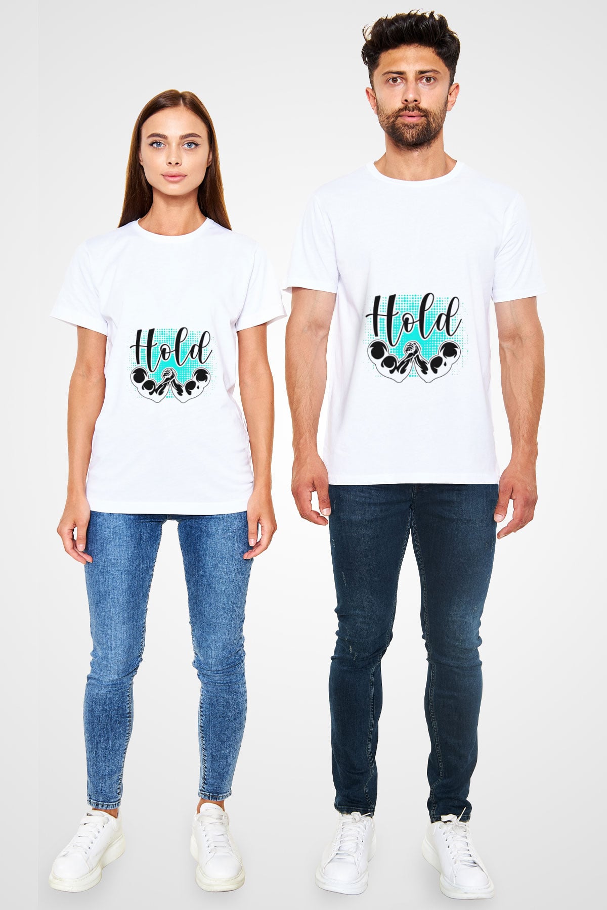 Bilek Güreşi Baskılı Unisex Beyaz Tişört - Tshirt