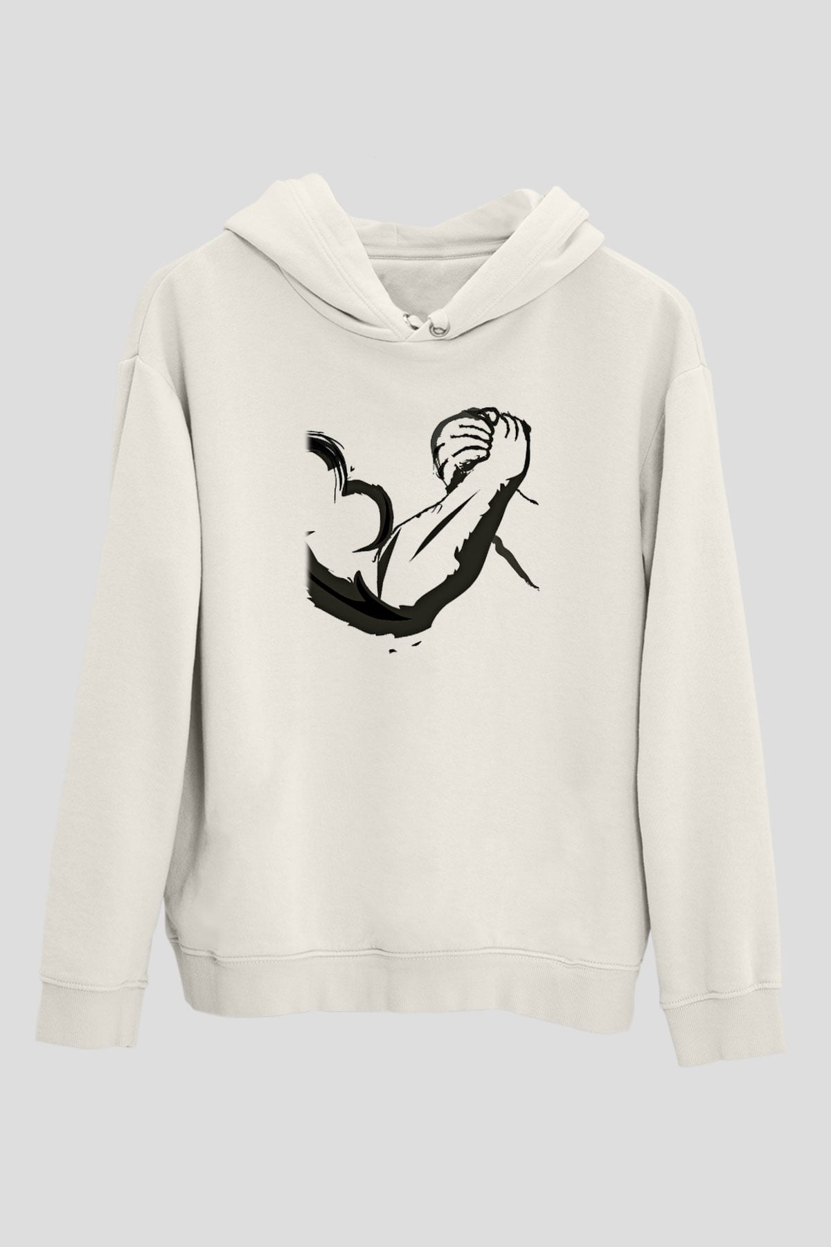 Bilek Güreşi Baskılı Unisex Ekru Hoodie