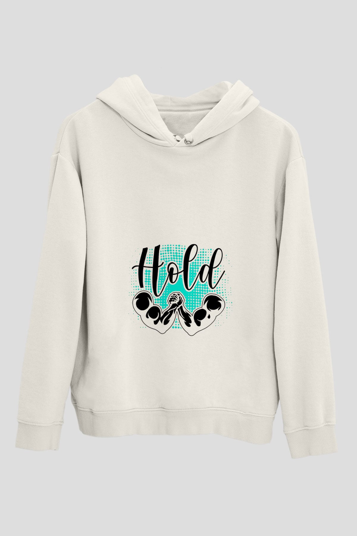 Bilek Güreşi Baskılı Unisex Ekru Hoodie
