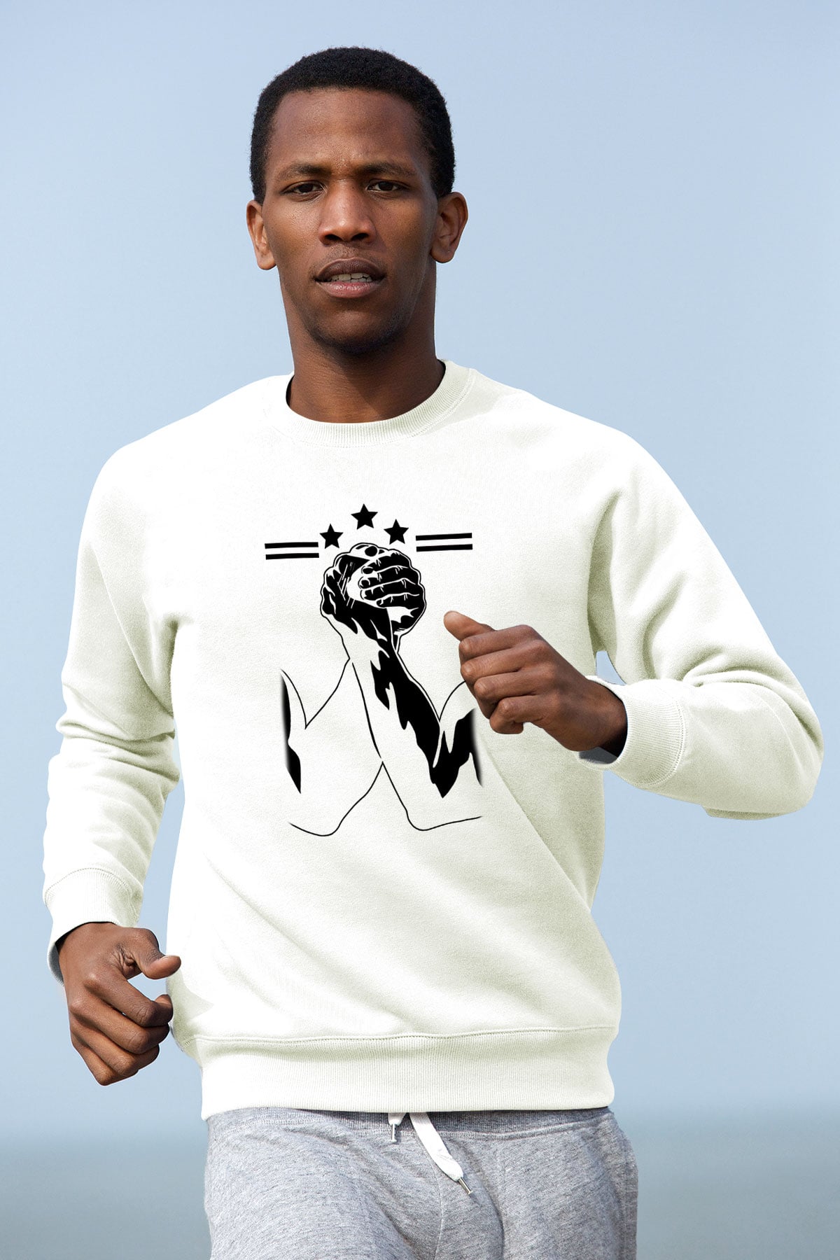 Bilek Güreşi Baskılı Unisex Ekru Sweatshirt