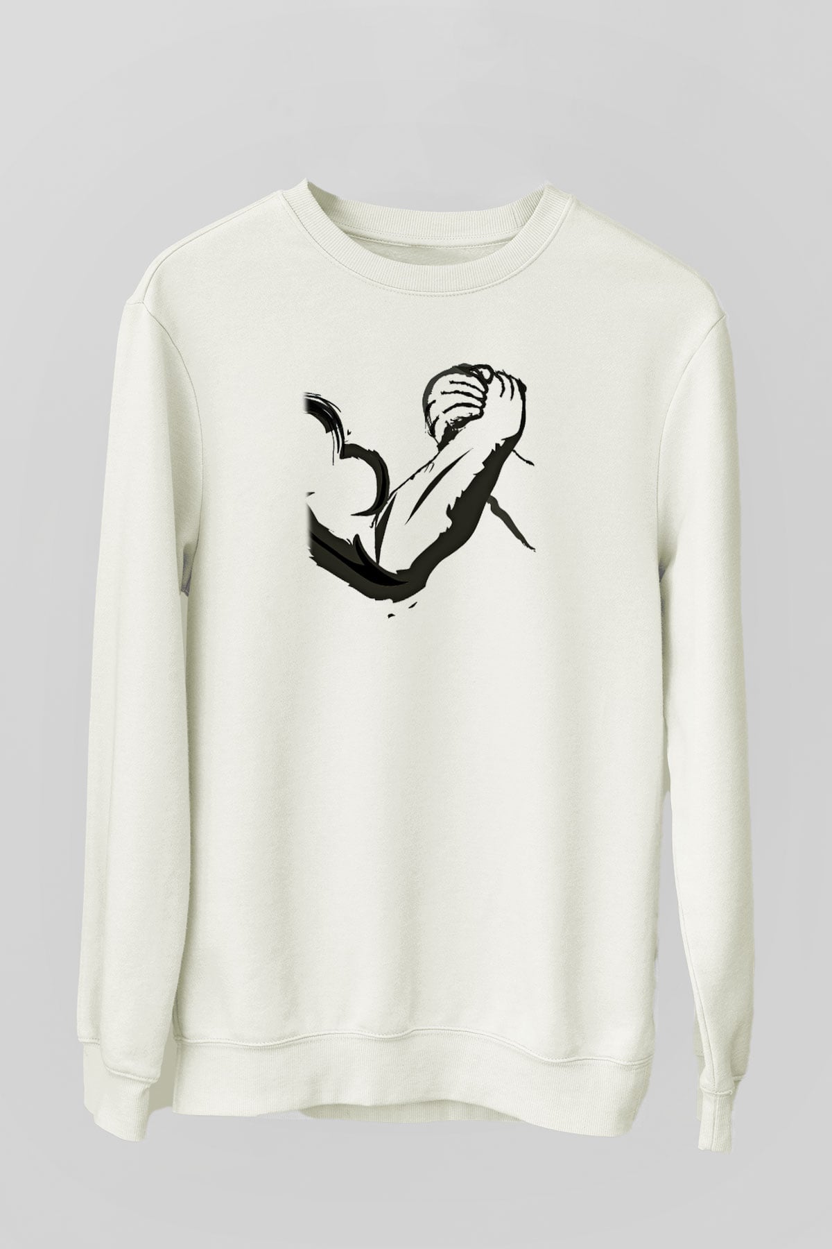 Bilek Güreşi Baskılı Unisex Ekru Sweatshirt