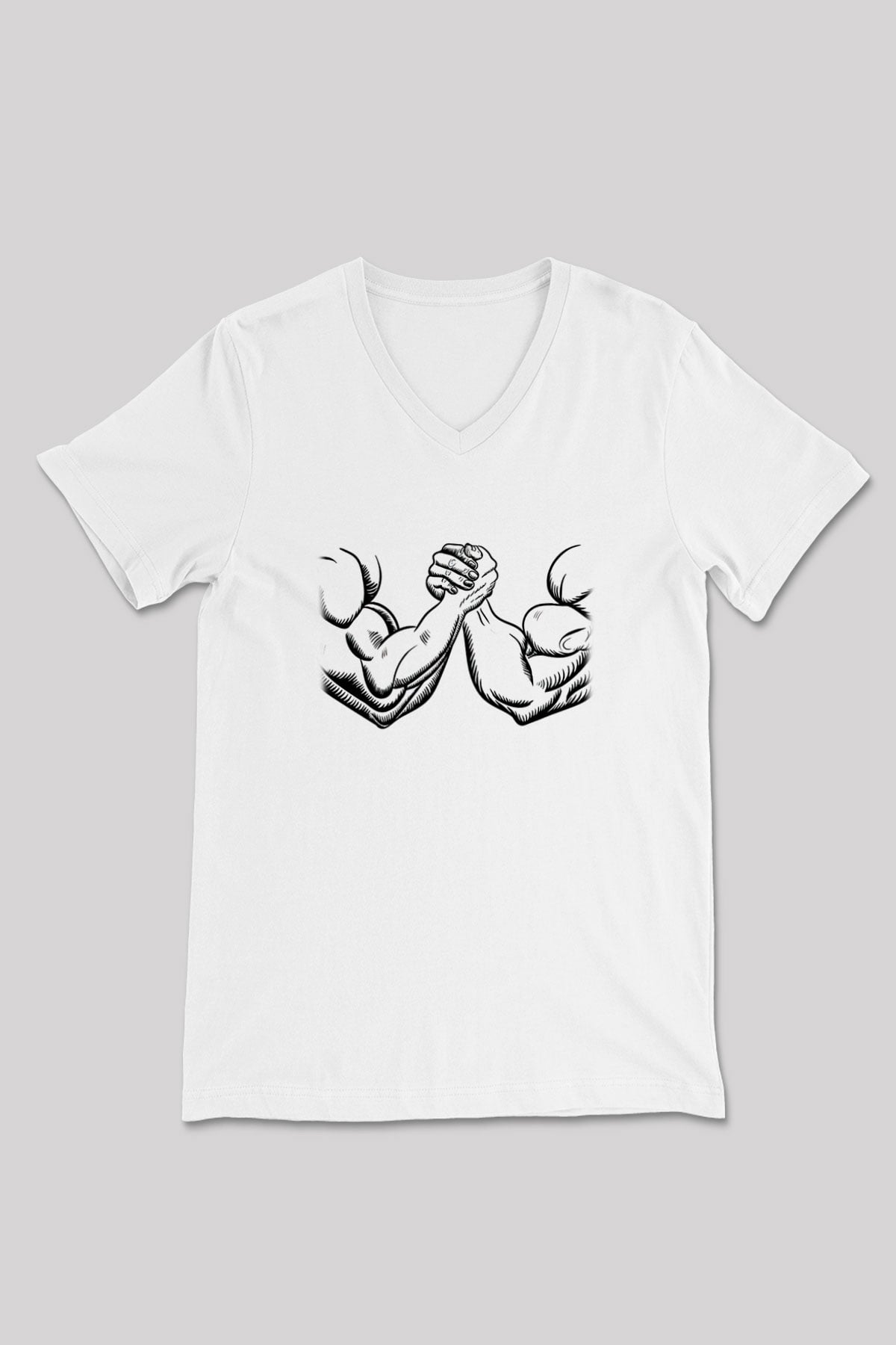 Bilek Güreşi Baskılı Unisex V Yaka Tişört - Tshirt
