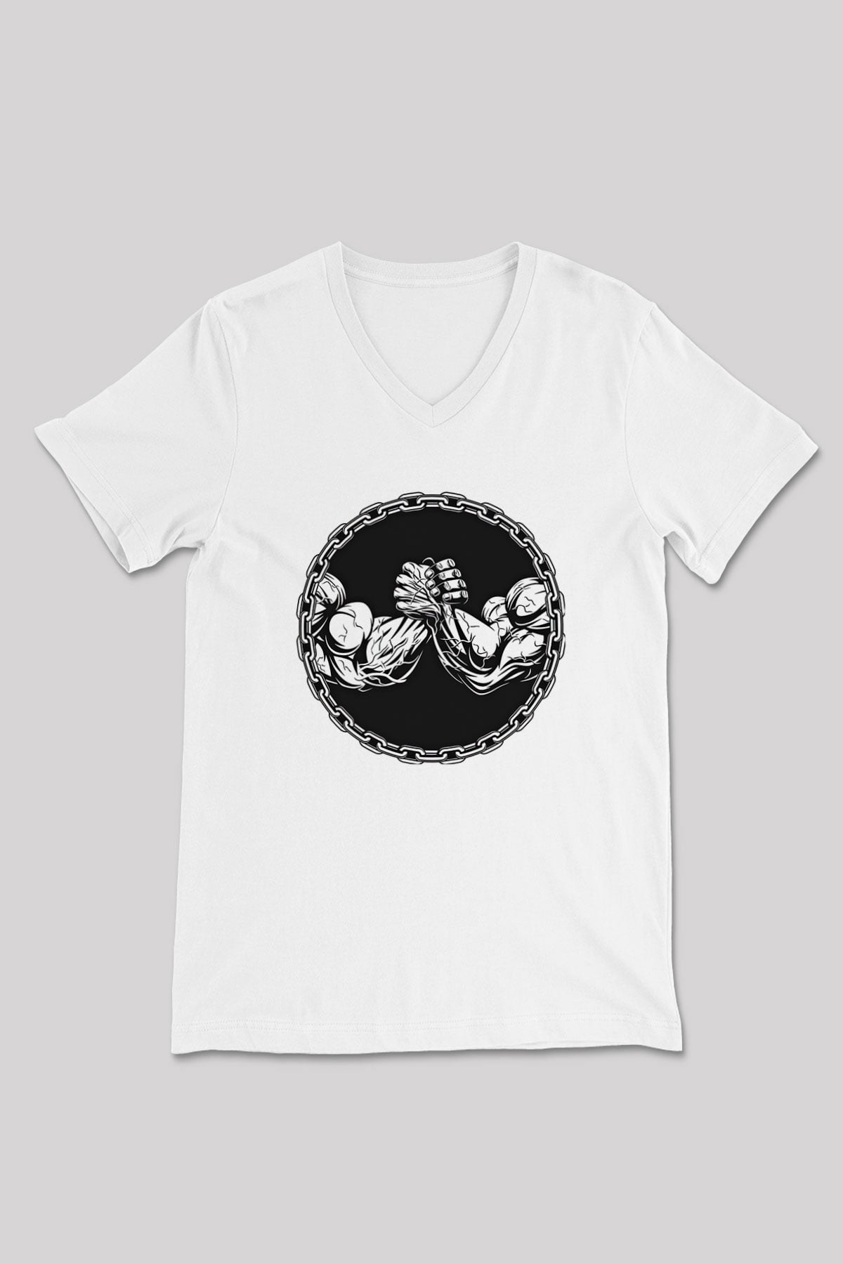 Bilek Güreşi Baskılı Unisex V Yaka Tişört - Tshirt