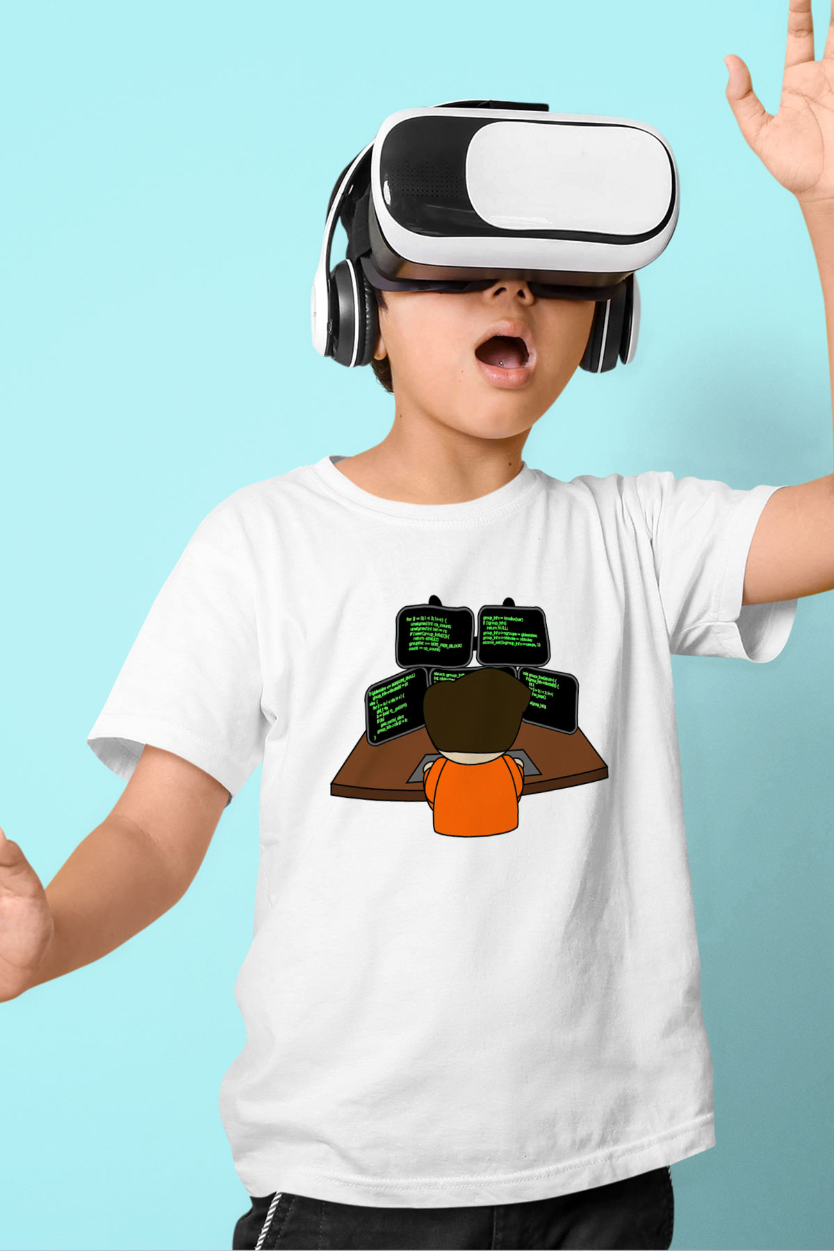 Bilgisayar programcısı Baskılı Beyaz Unisex Çocuk Tişört