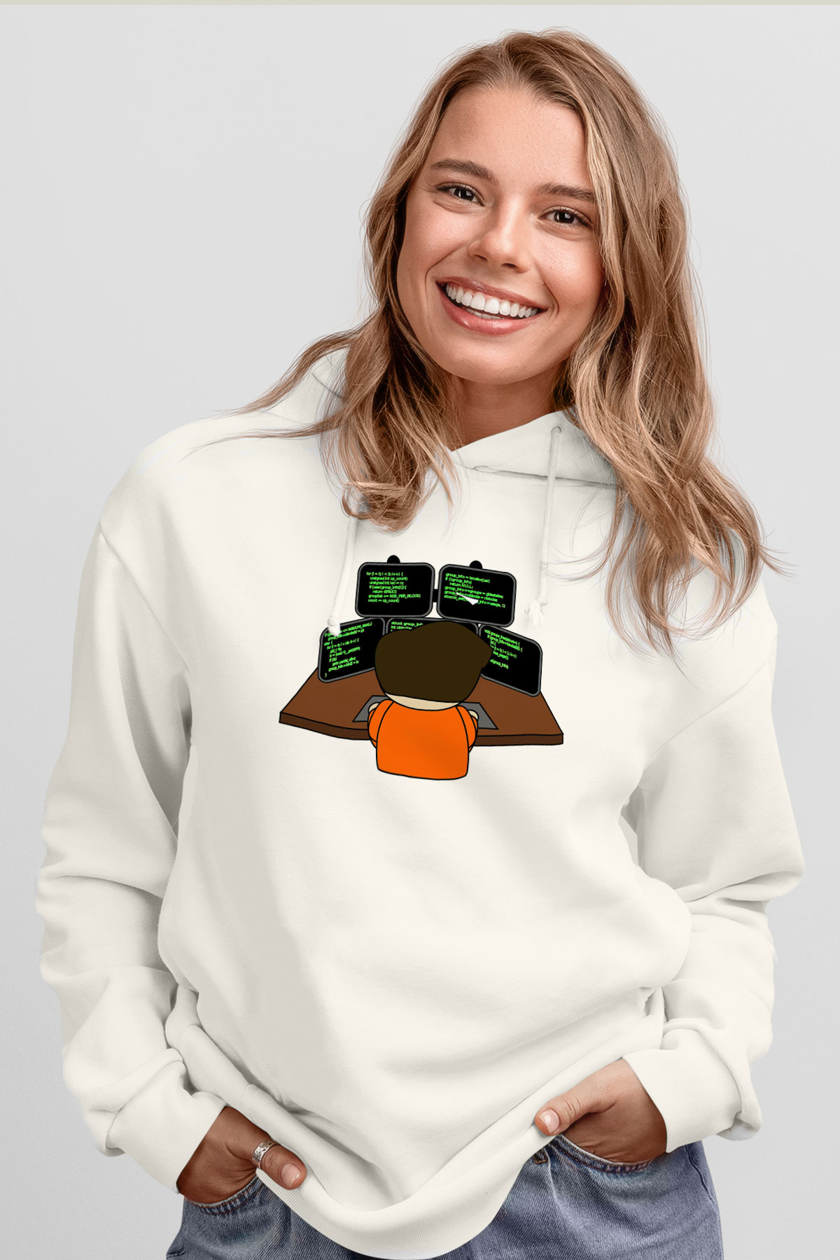 Bilgisayar programcısı Beyaz Unisex Hoodie