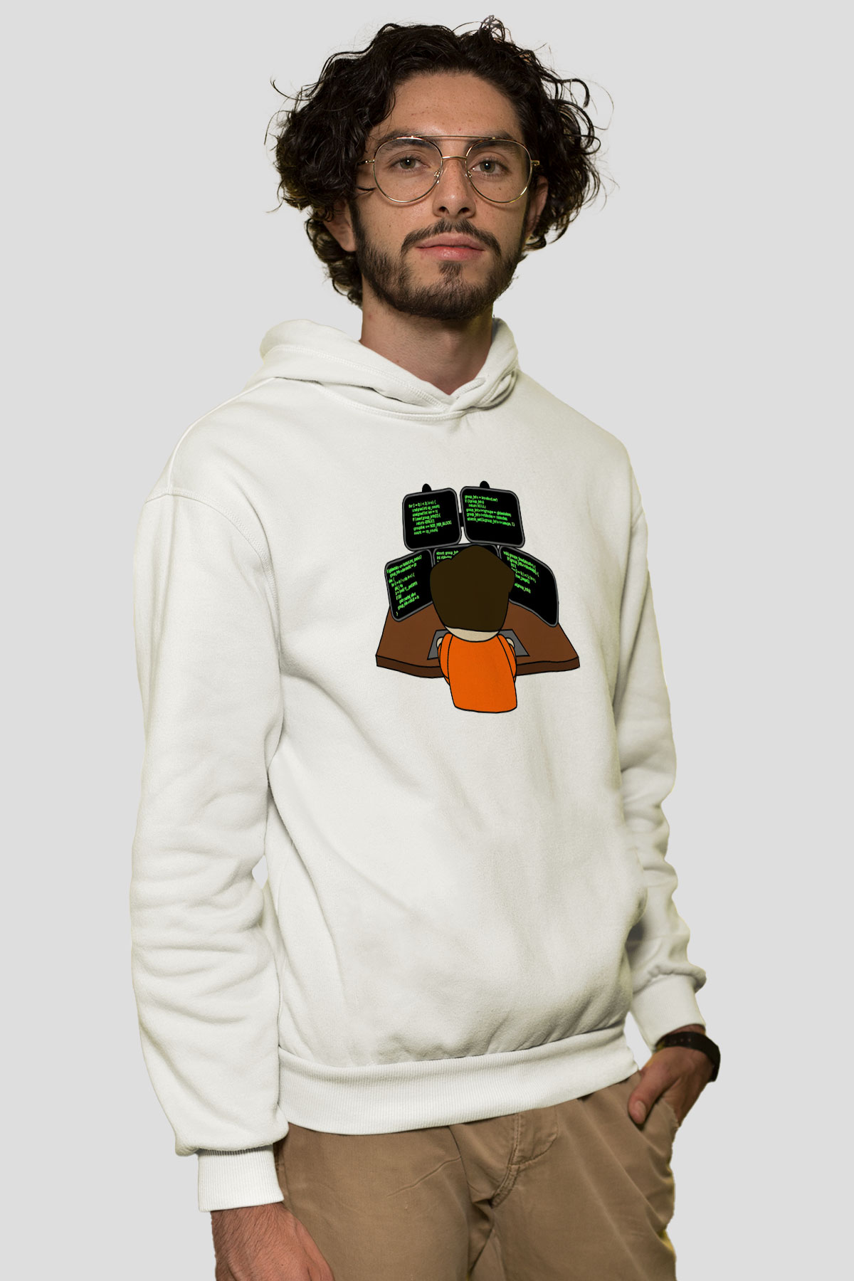 Bilgisayar programcısı Beyaz Unisex Hoodie