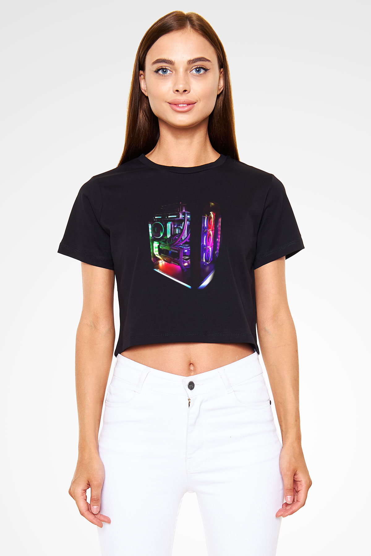 Bilgisayar programcısı Siyah Crop Top Tişört