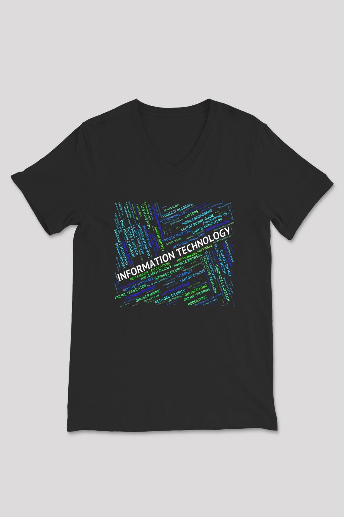 Bilgisayar programcısı Siyah Unisex V Yaka Tişört T-Shirt