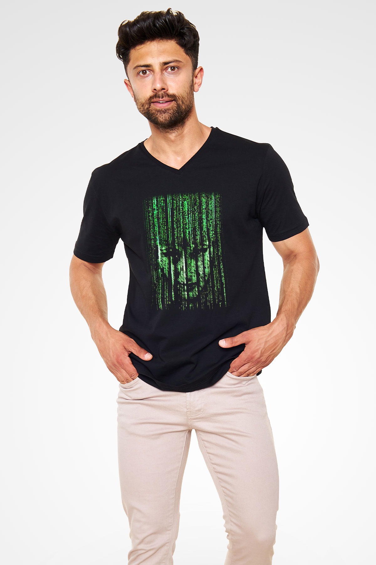 Bilgisayar programcısı Siyah Unisex V Yaka Tişört T-Shirt