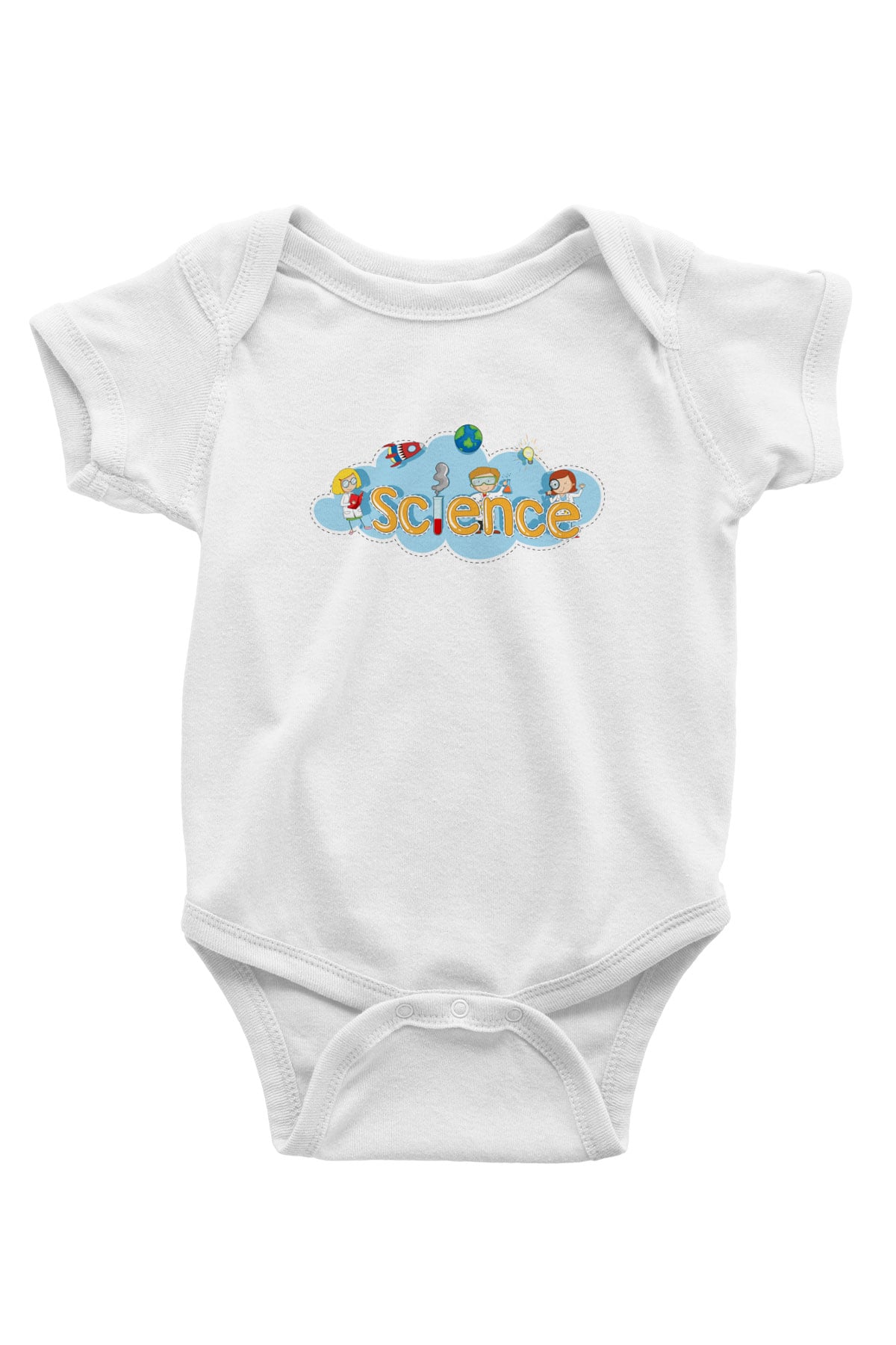 Bilim Baskılı Unisex Beyaz Bebek Body - Zıbın