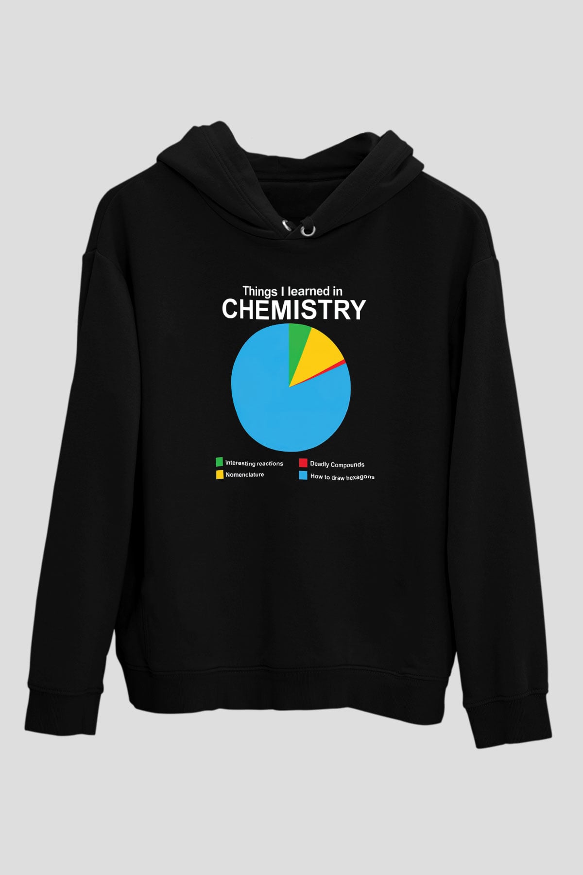 Bilim Kimya Grafik Baskılı Unisex Siyah Hoodie