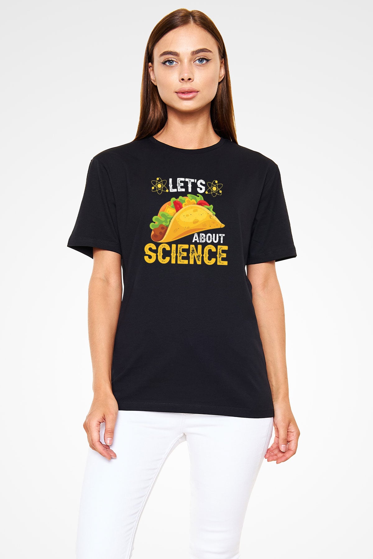 Bilim Sandviç Baskılı Unisex Siyah Tişört - Tshirt