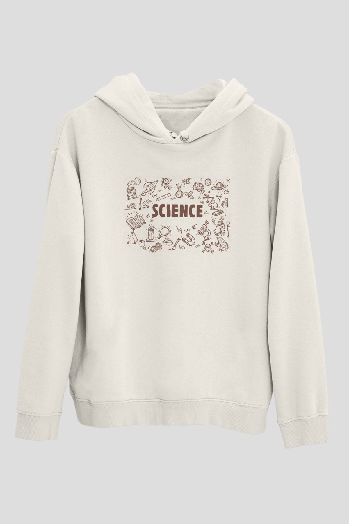 Bilim Sembolleri Baskılı Unisex Beyaz Hoodie