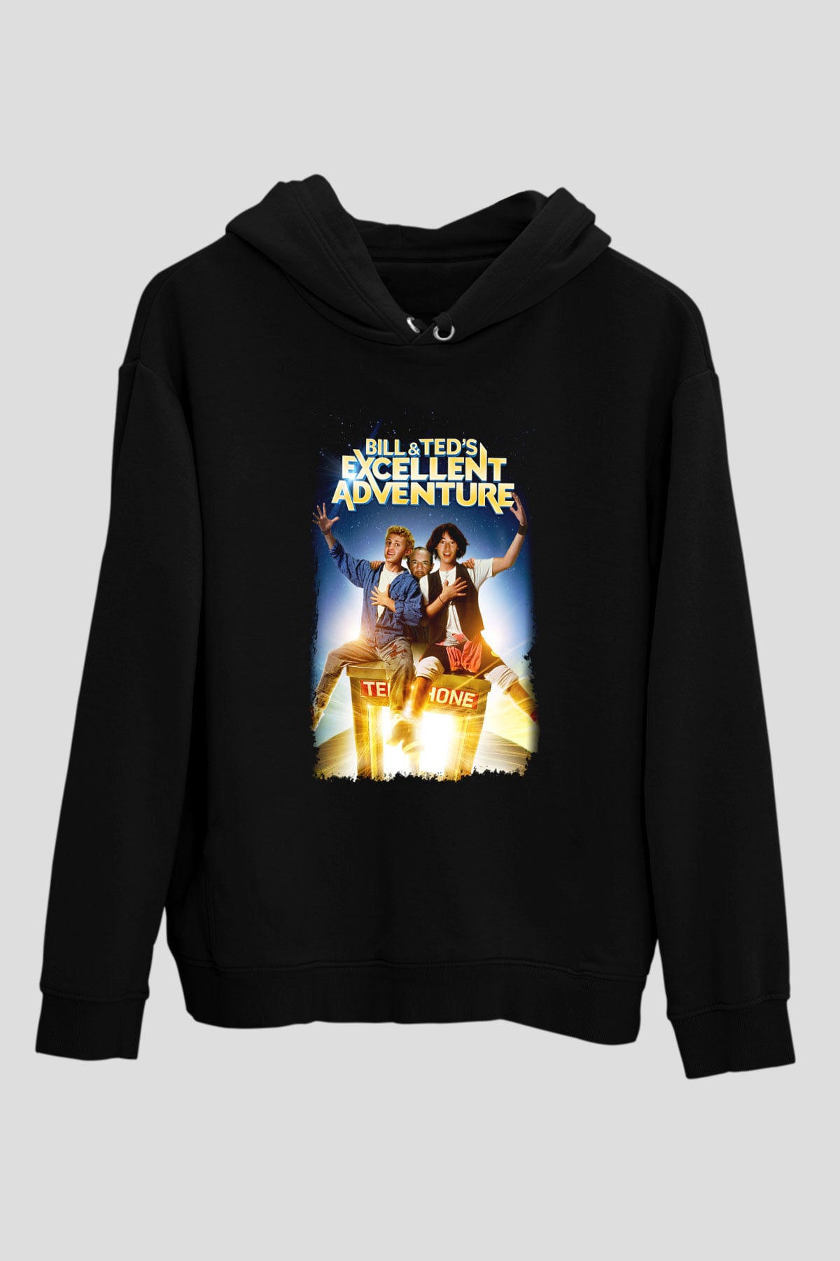 Bill and Ted's Excellent Adventure Siyah Unisex Kapüşonlu Sweatshirt