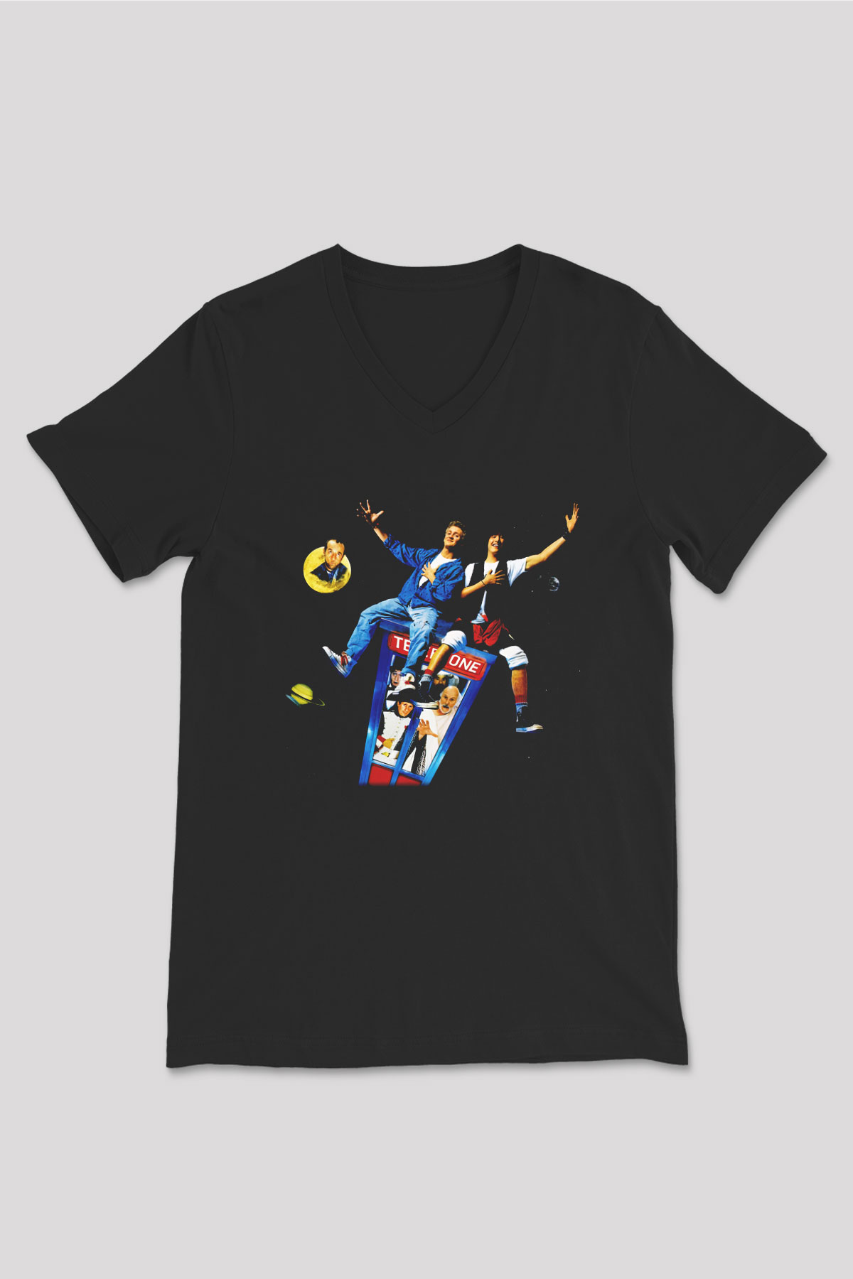 Bill and Ted's Excellent Adventure Siyah Unisex V Yaka Tişört