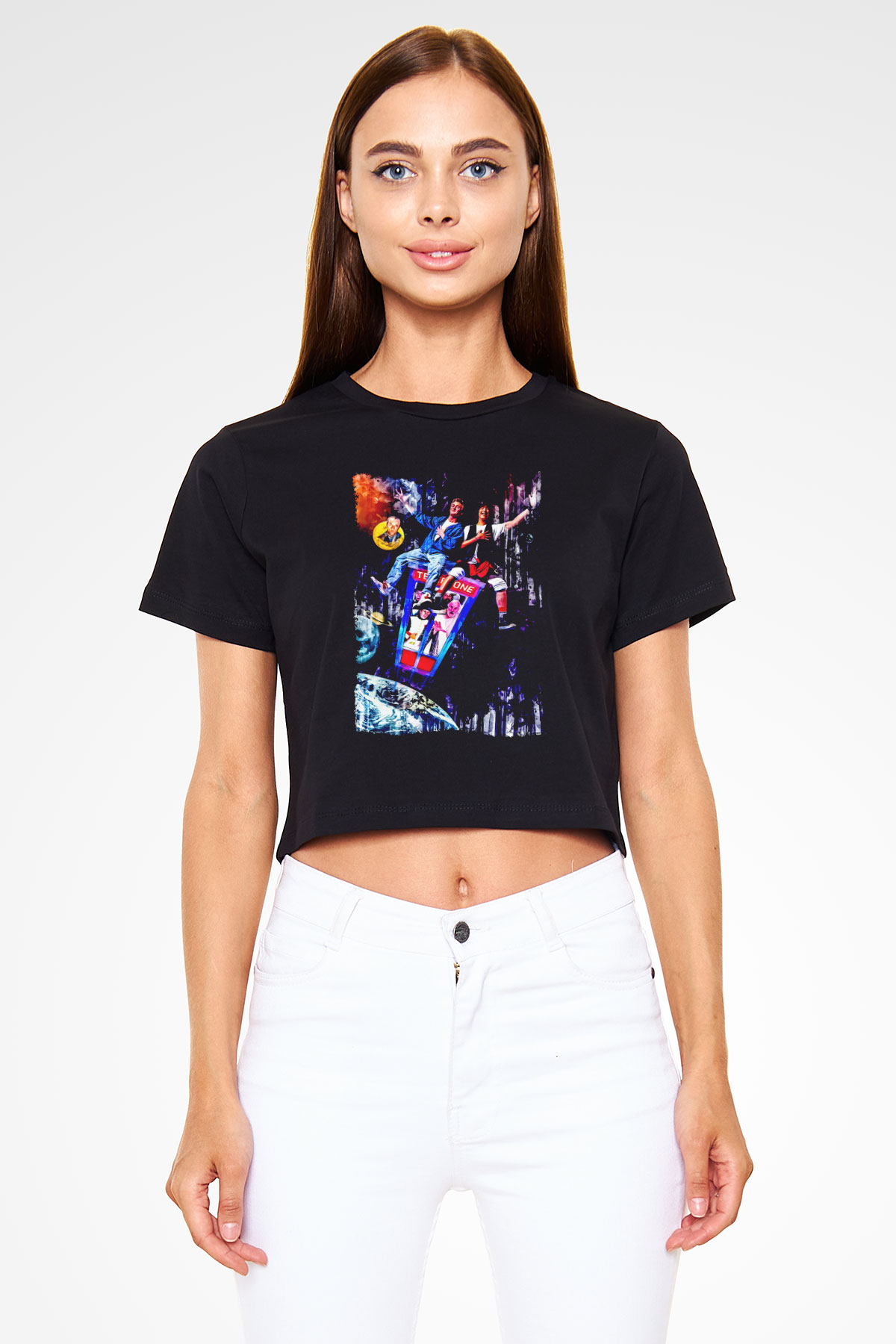 Bill and Ted's Excellent Adventure Siyah   Crop Top Tişört
