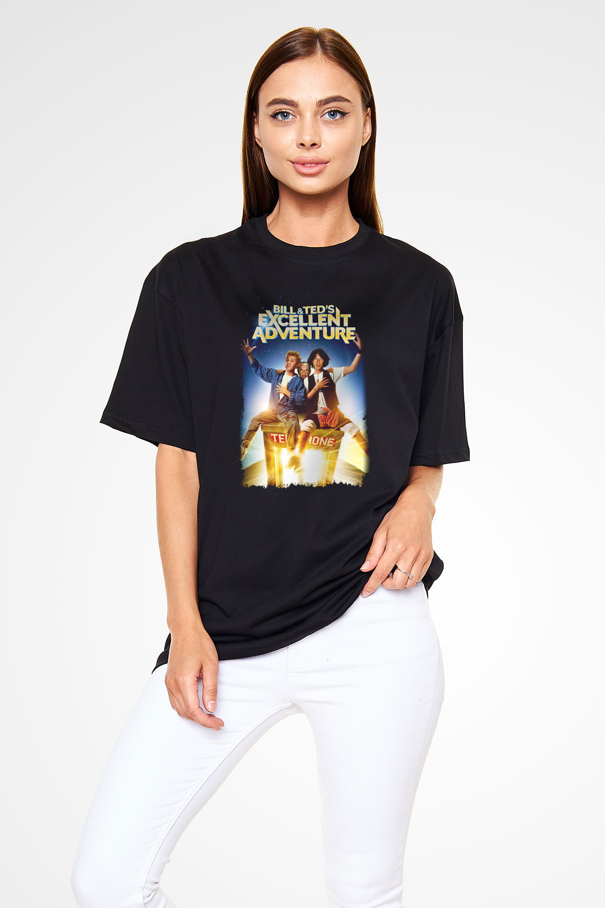 Bill and Ted's Excellent Adventure Siyah Unisex Oversize Tişört