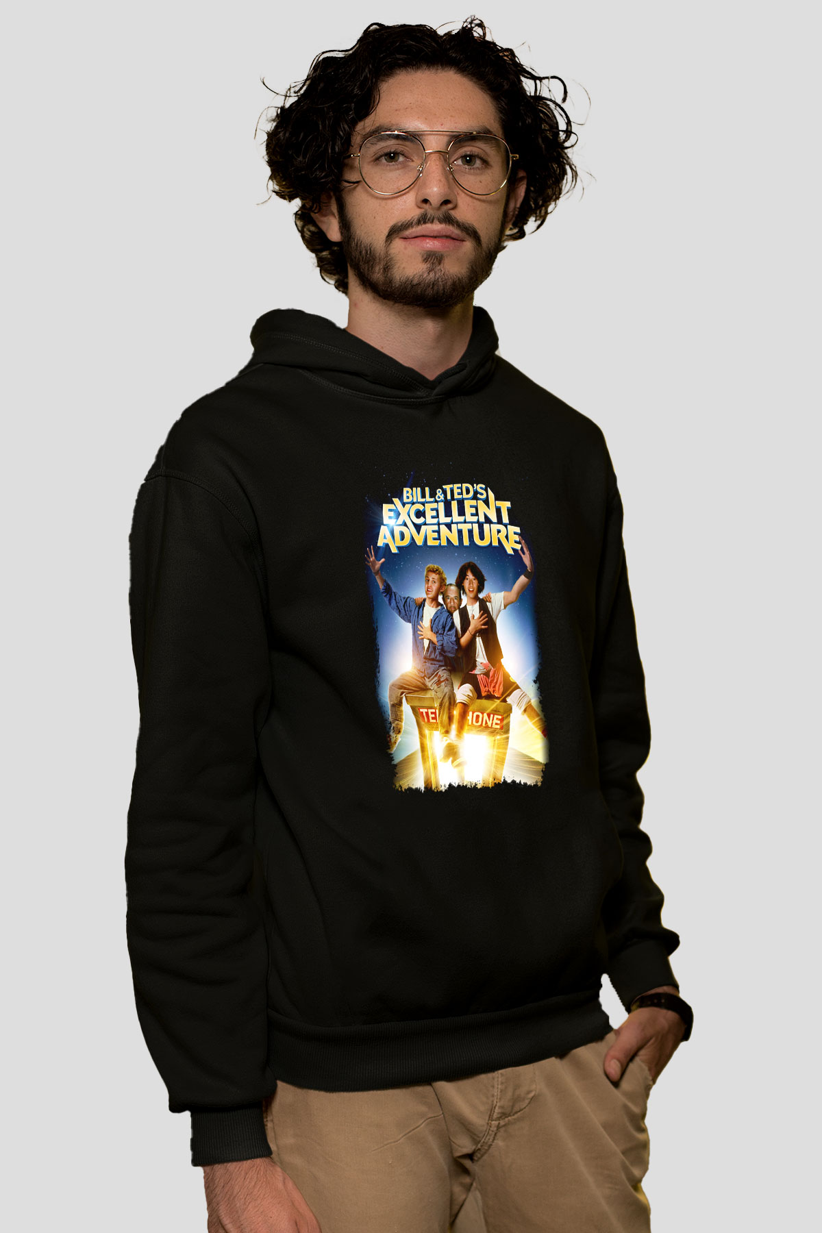 Bill and Ted's Excellent Adventure Siyah Unisex Kapüşonlu Sweatshirt