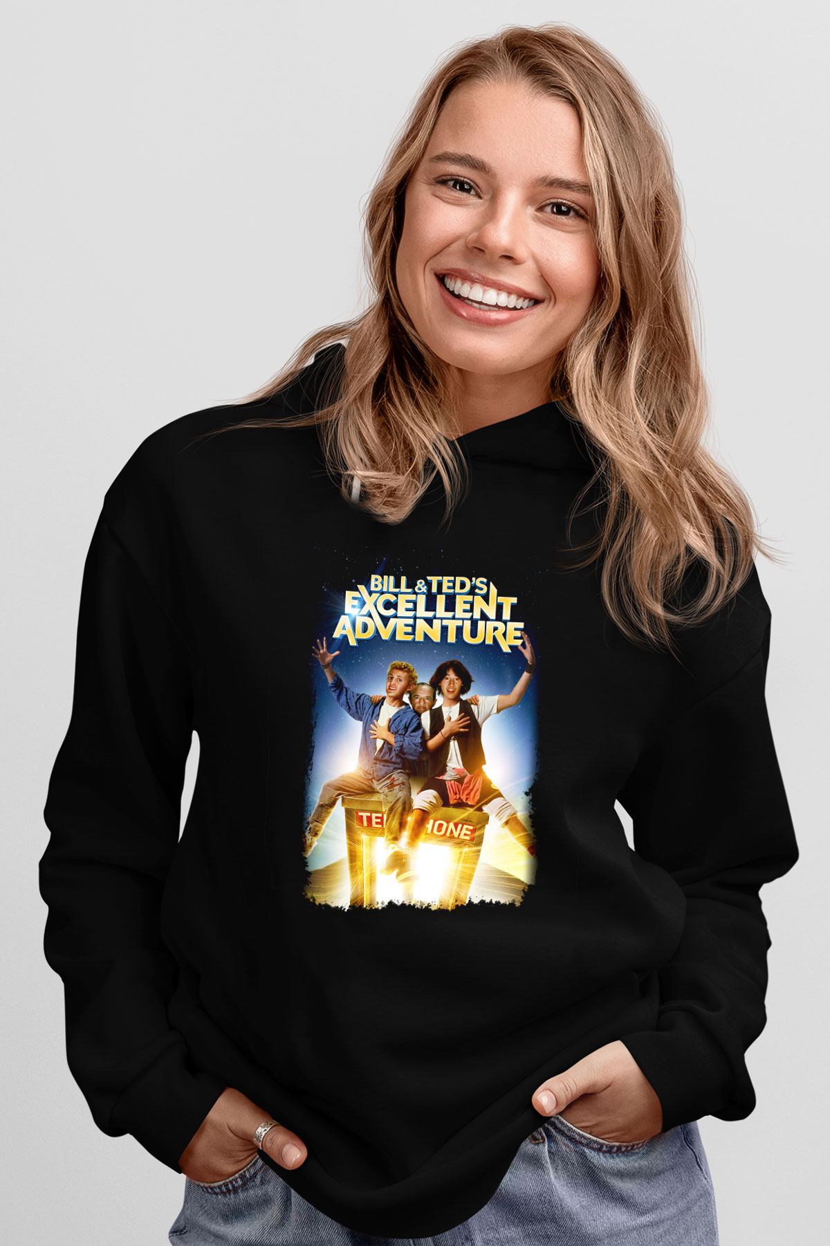 Bill and Ted's Excellent Adventure Siyah Unisex Kapüşonlu Sweatshirt