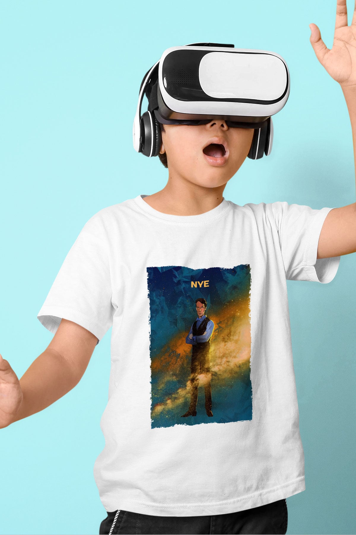 Bill Nye Baskılı Unisex Beyaz Çocuk Tişörtü - Tshirt