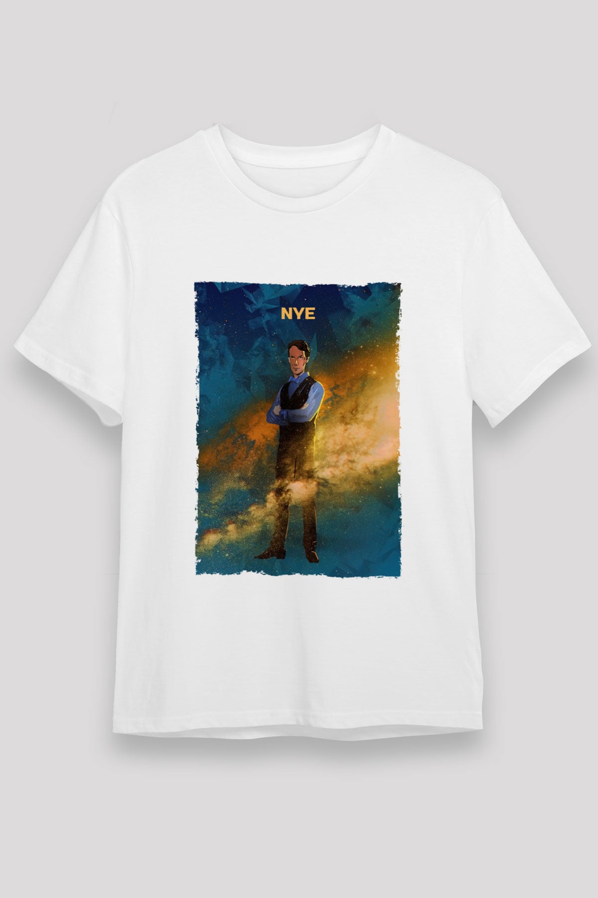 Bill Nye Baskılı Unisex Beyaz Tişört - Tshirt