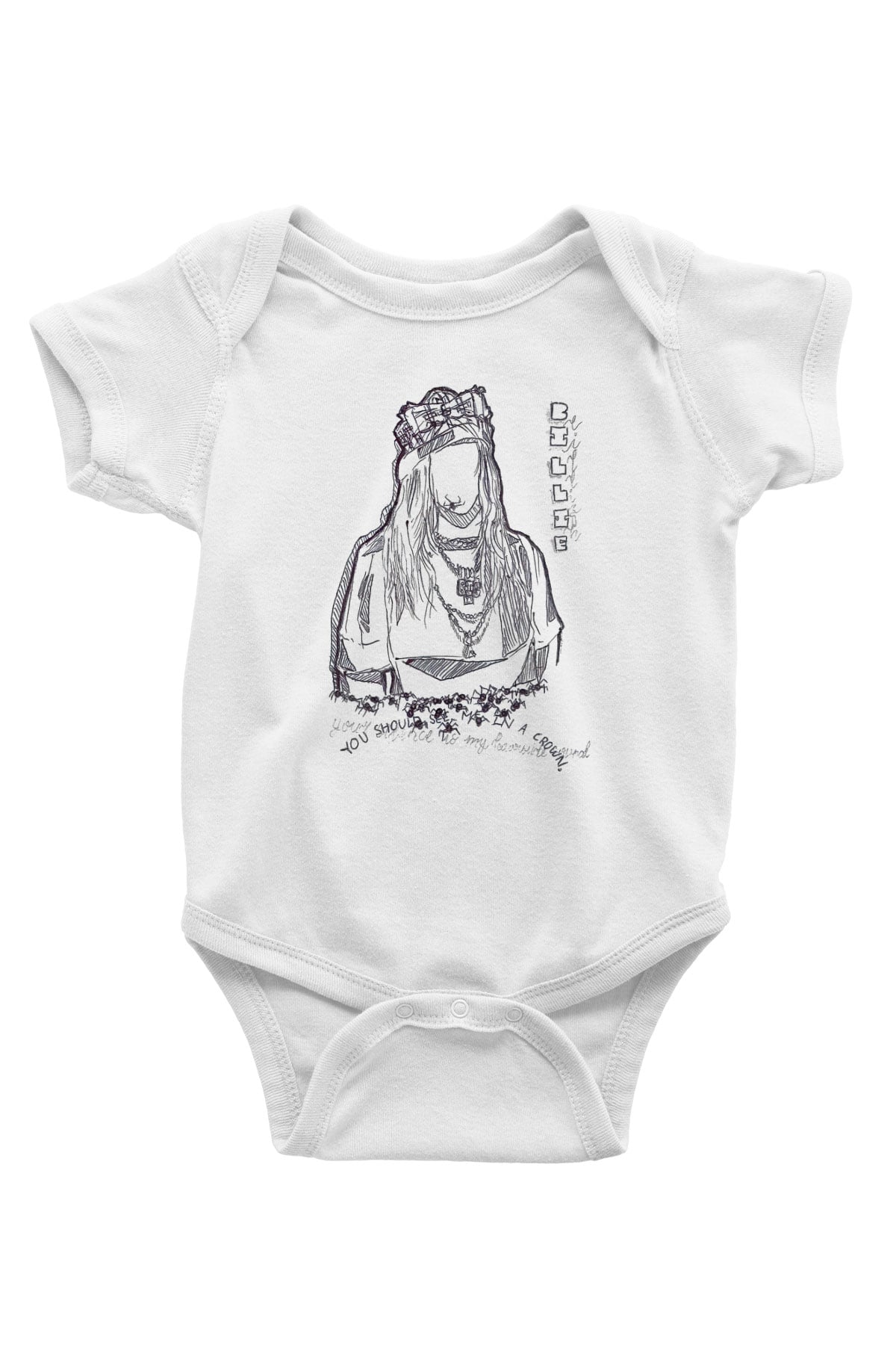 Billie Eilish Baskılı Beyaz Unisex Bebek Body - Zıbın