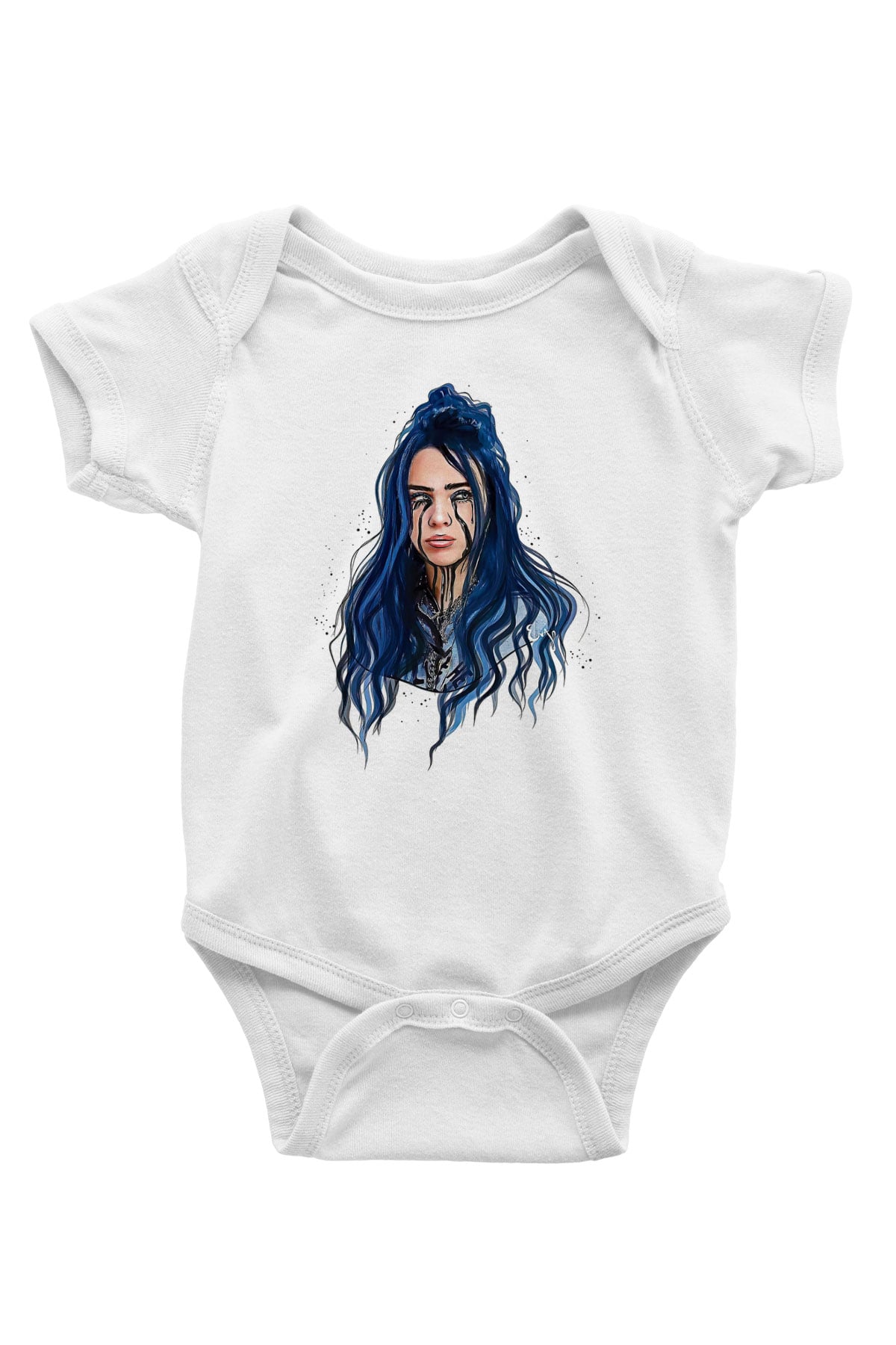 Billie Eilish Baskılı Beyaz Unisex Bebek Body - Zıbın