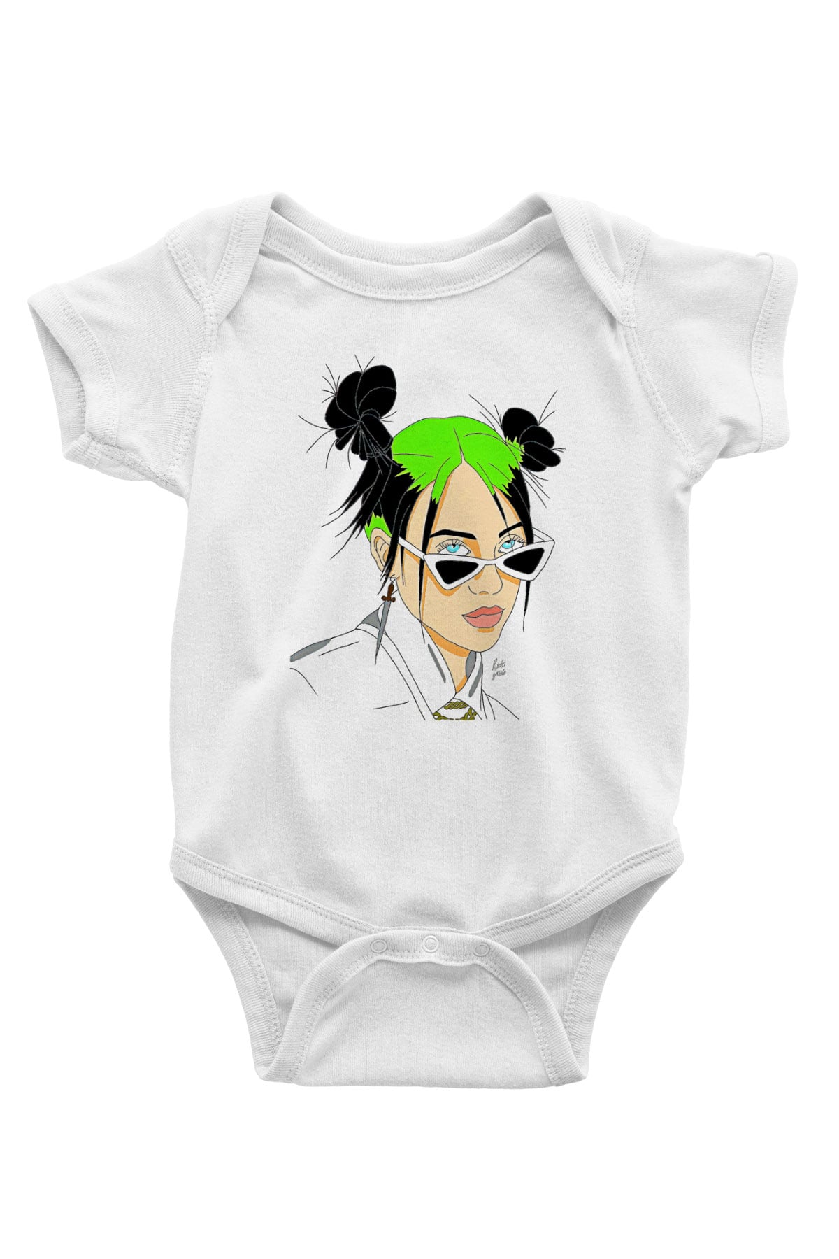 Billie Eilish Baskılı Beyaz Unisex Bebek Body - Zıbın