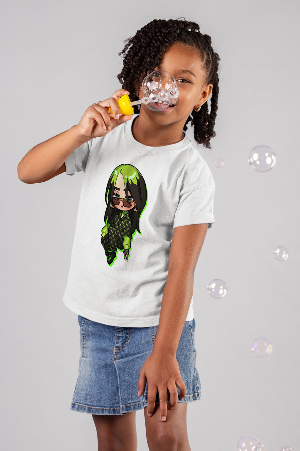 Billie Eilish Baskılı Beyaz Unisex Beyaz Çocuk Tişört - Tshirt