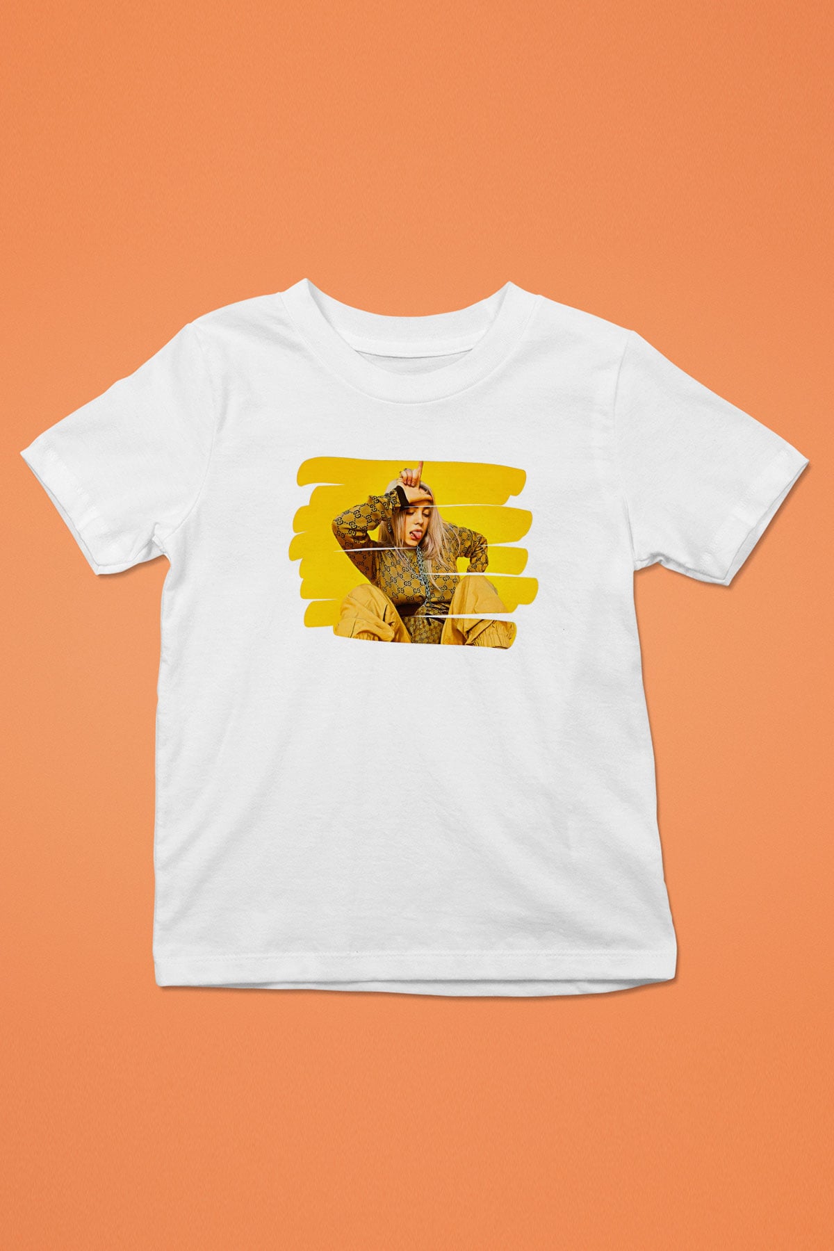 Billie Eilish Baskılı Beyaz Unisex Beyaz Çocuk Tişört - Tshirt