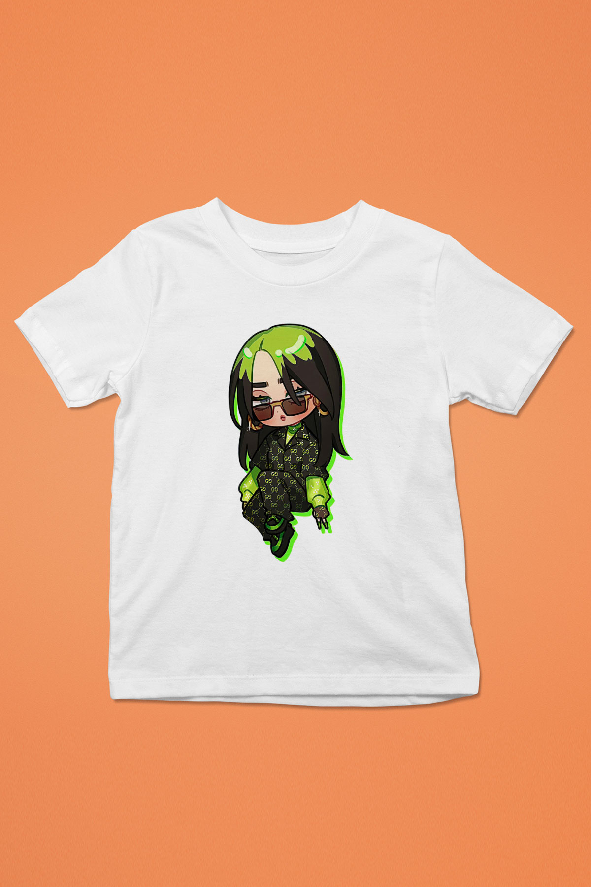 Billie Eilish Baskılı Beyaz Unisex Beyaz Çocuk Tişört - Tshirt