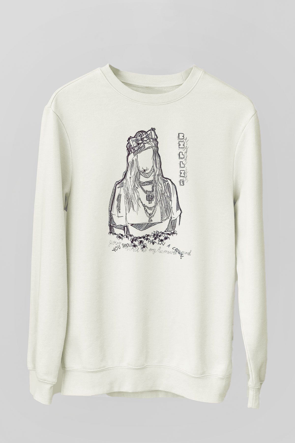 Billie Eilish Baskılı Beyaz Unisex Sweatshirt
