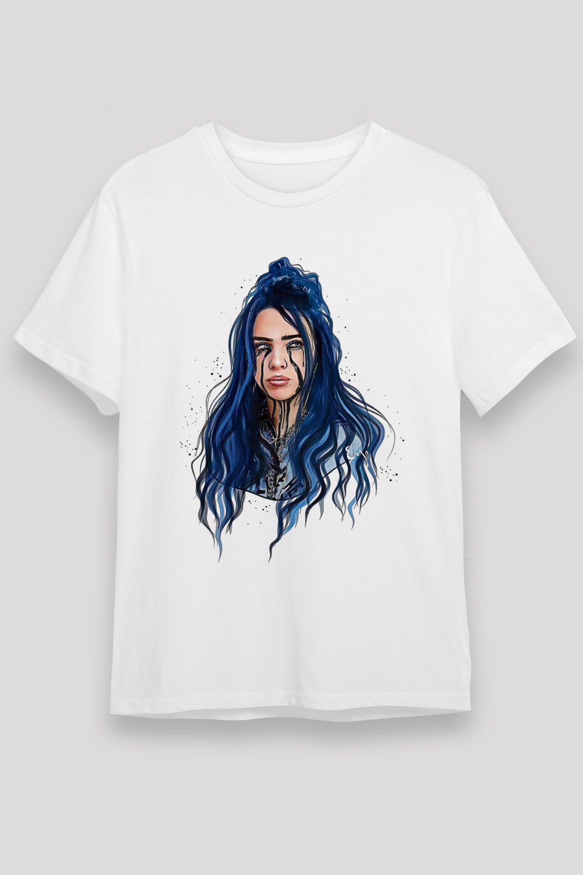 Billie Eilish Baskılı Unisex Beyaz Tişört - Tshirt