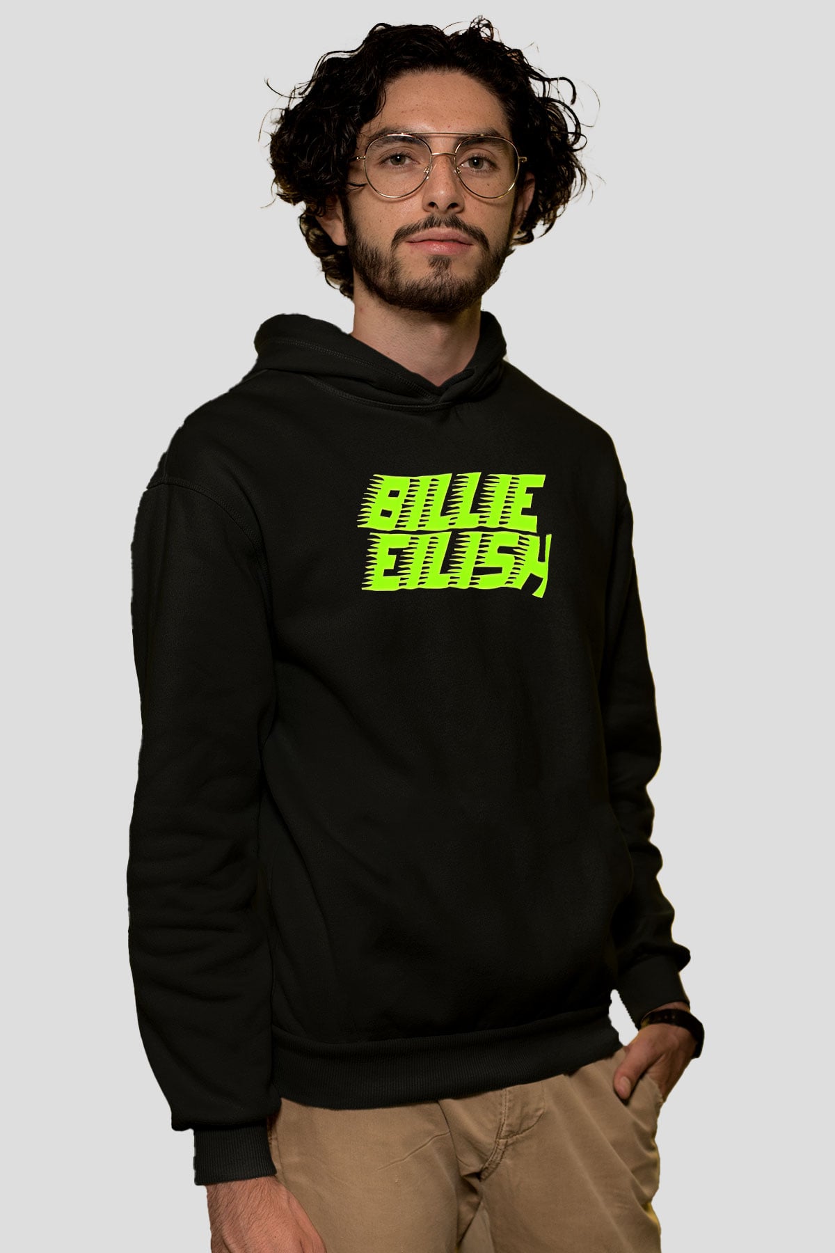 Billie Eilish Baskılı Unisex Siyah Hoodie