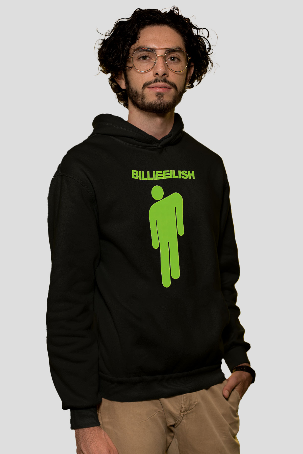 Billie Eilish Baskılı Unisex Siyah Hoodie