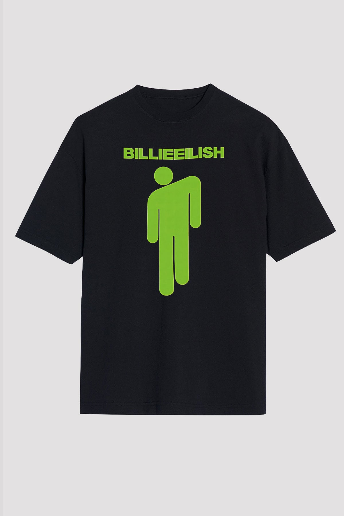 Billie Eilish Baskılı Unisex Siyah Oversize Tişört - Tshirt