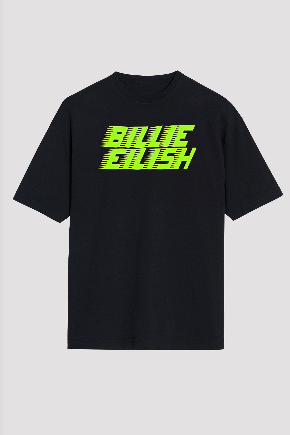 Billie Eilish Baskılı Unisex Siyah Oversize Tişört - Tshirt