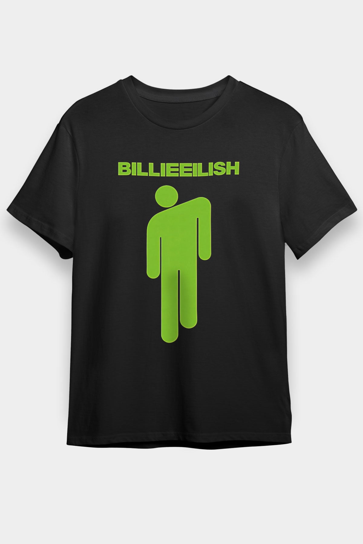 Billie Eilish Baskılı Unisex Siyah Tişört - Tshirt
