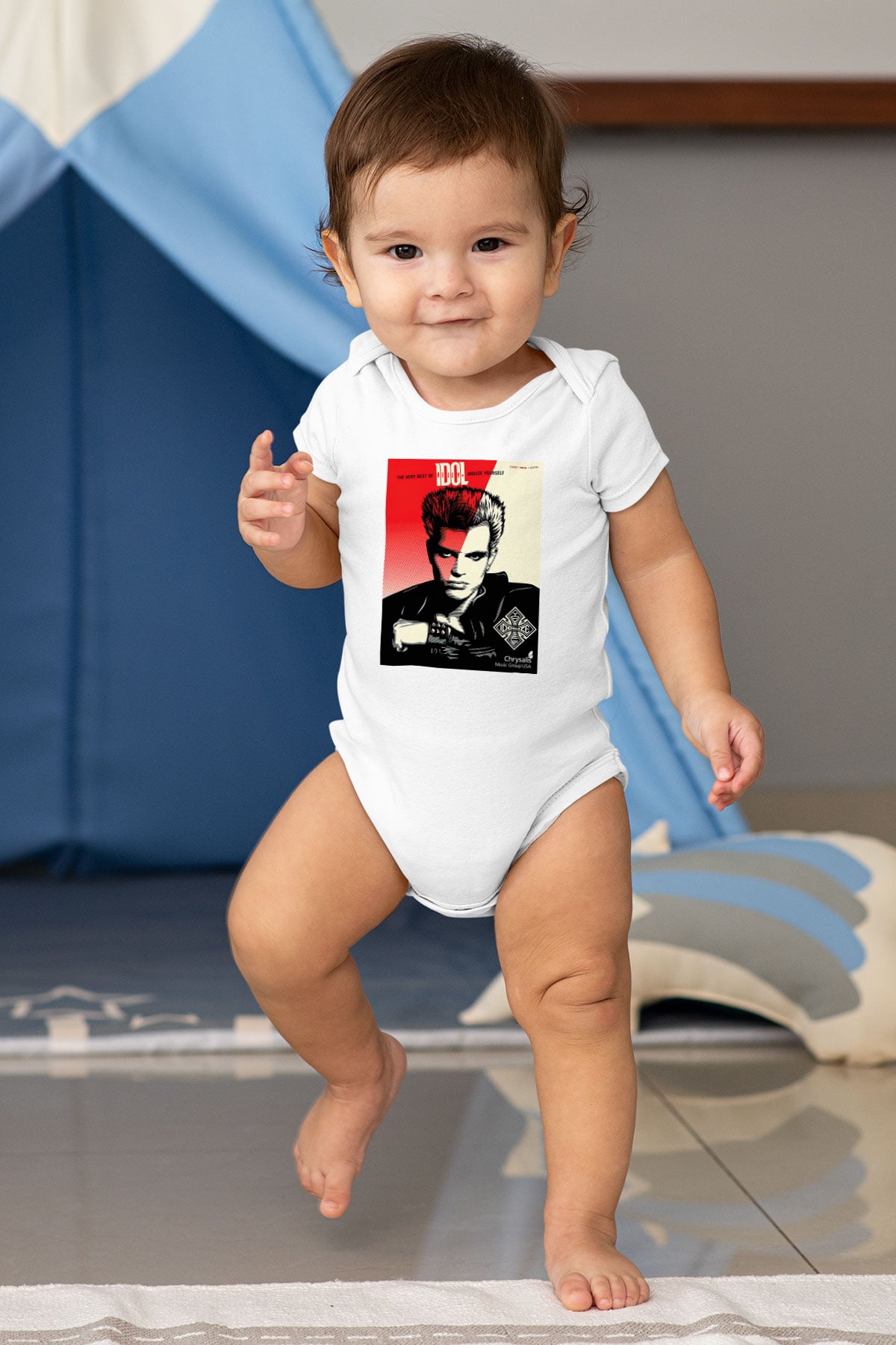 Billy Idol Baskılı Beyaz Unisex Bebek Body - Zıbın