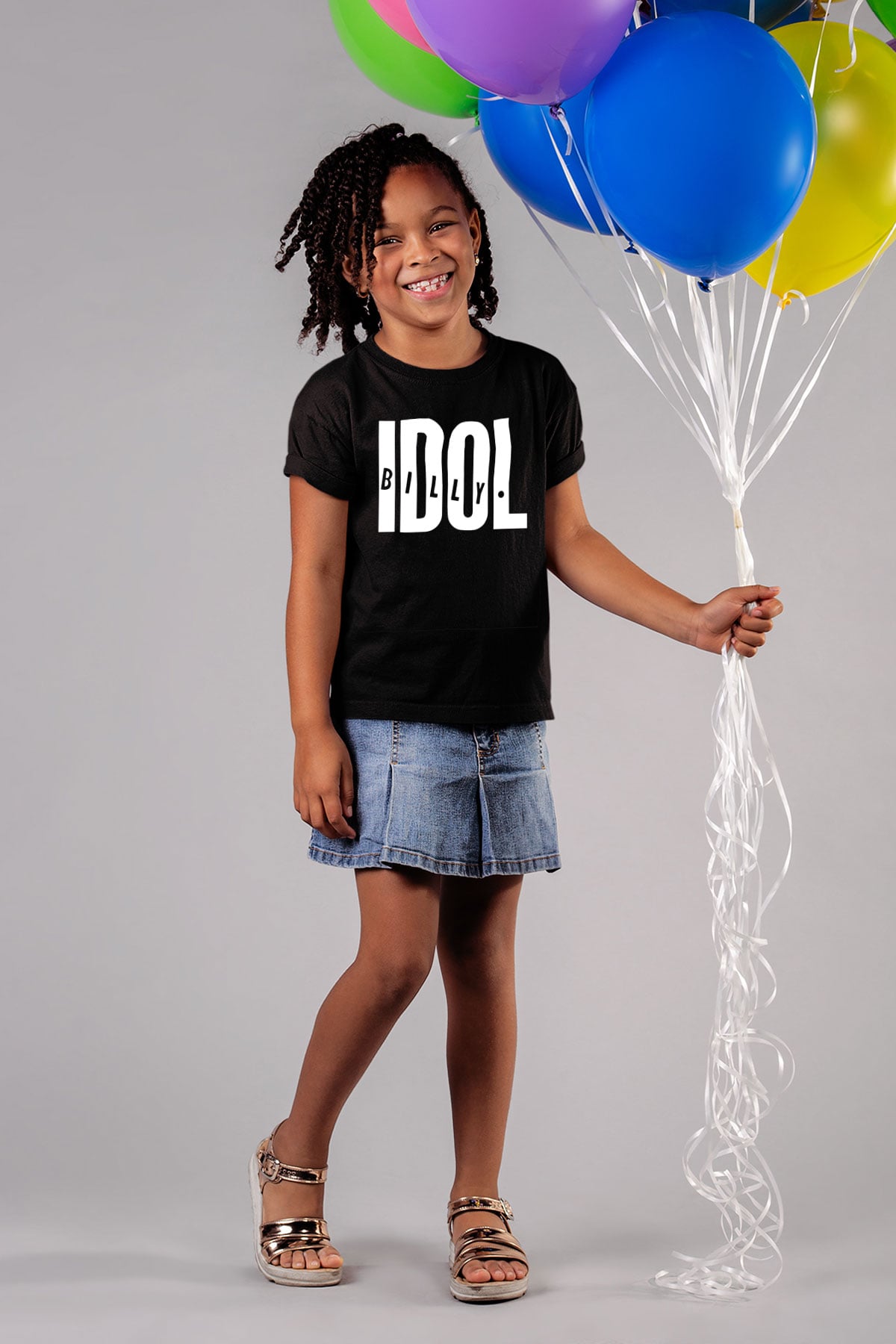 Billy Idol Baskılı Siyah Unisex Çocuk Tişört