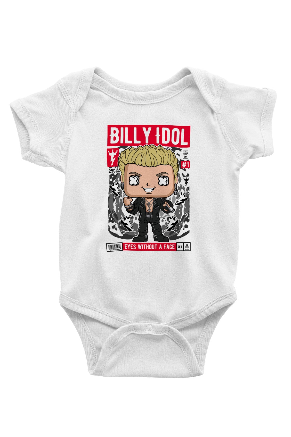 Billy Idol Baskılı Unisex Beyaz Bebek Body - Zıbın