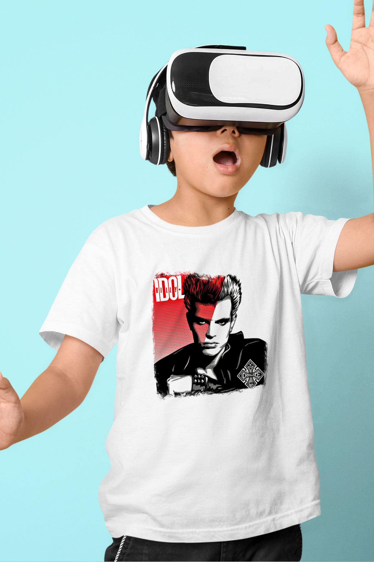 Billy Idol Baskılı Unisex Beyaz Çocuk Tişört