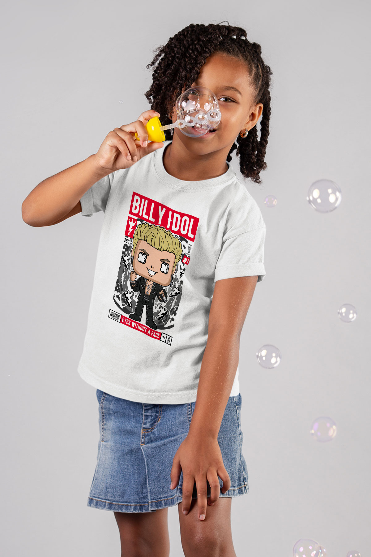 Billy Idol Baskılı Unisex Beyaz Çocuk Tişört