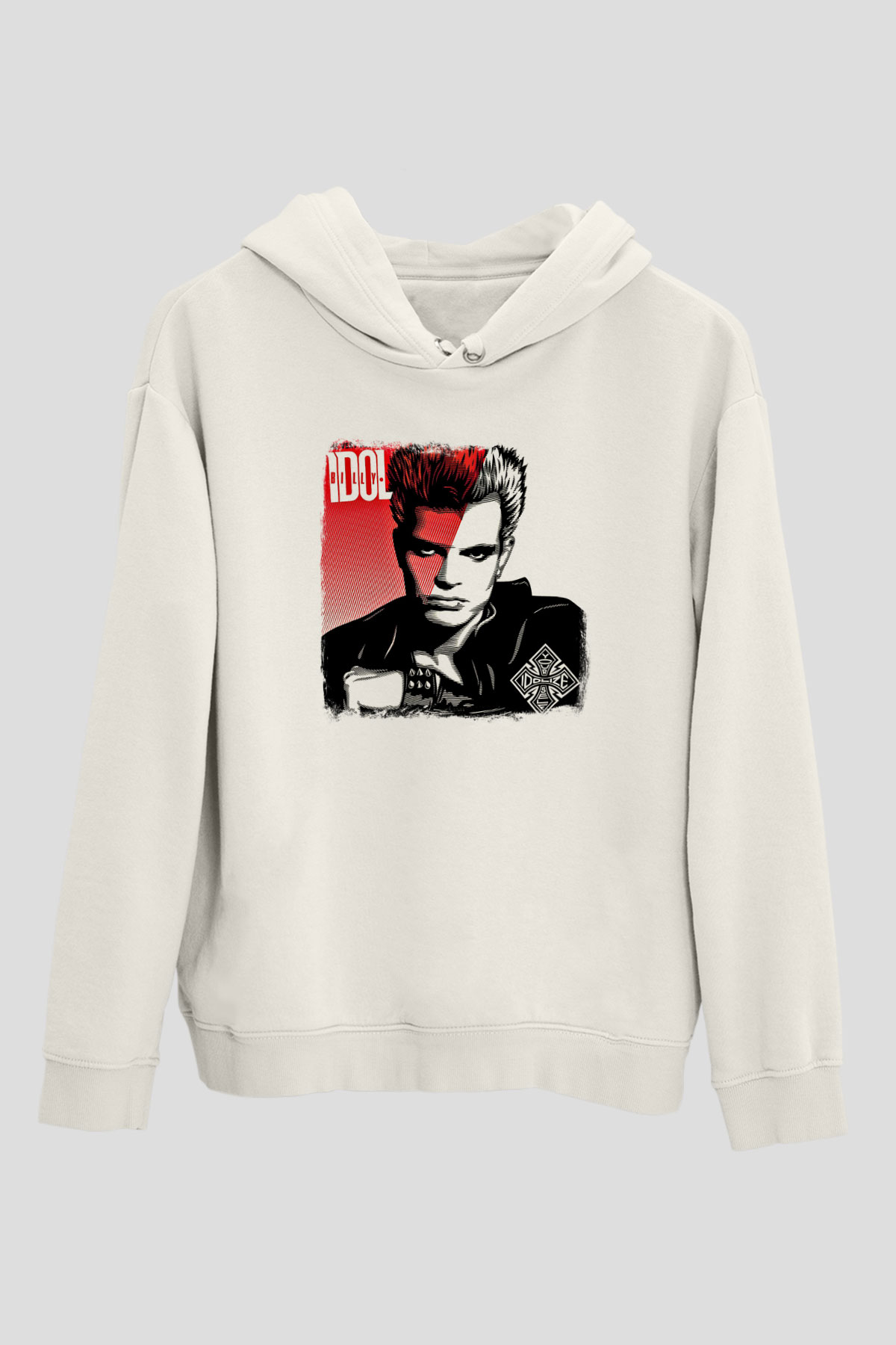 Billy Idol Baskılı Unisex Beyaz Hoodie