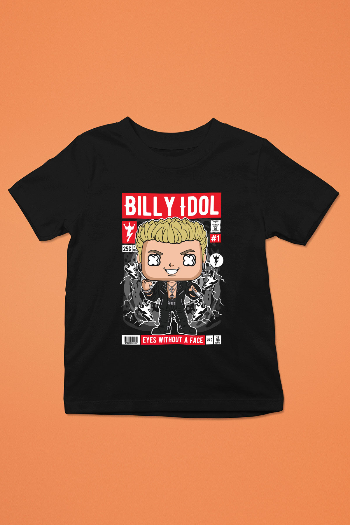 Billy Idol Baskılı Unisex Siyah Çocuk Tişört