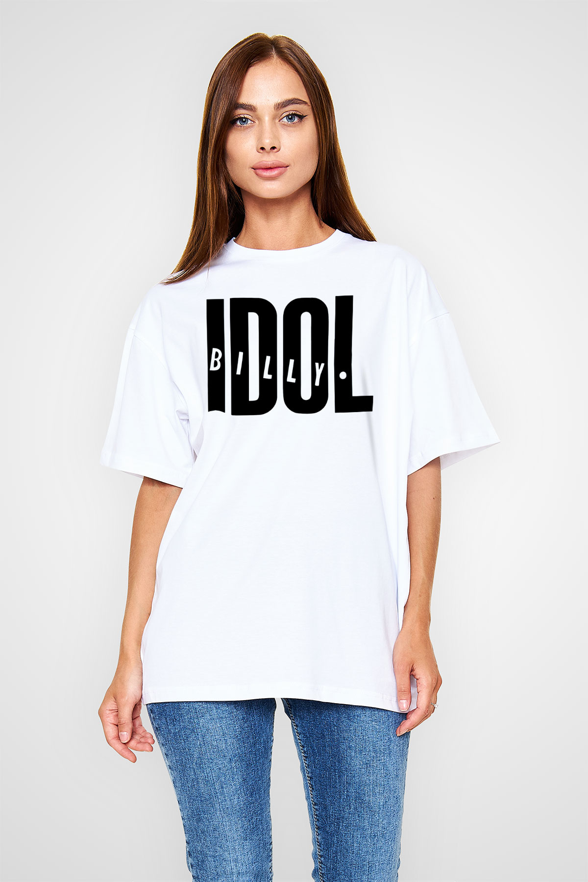 Billy Idol Beyaz Unisex Oversize Tişört T-Shirt