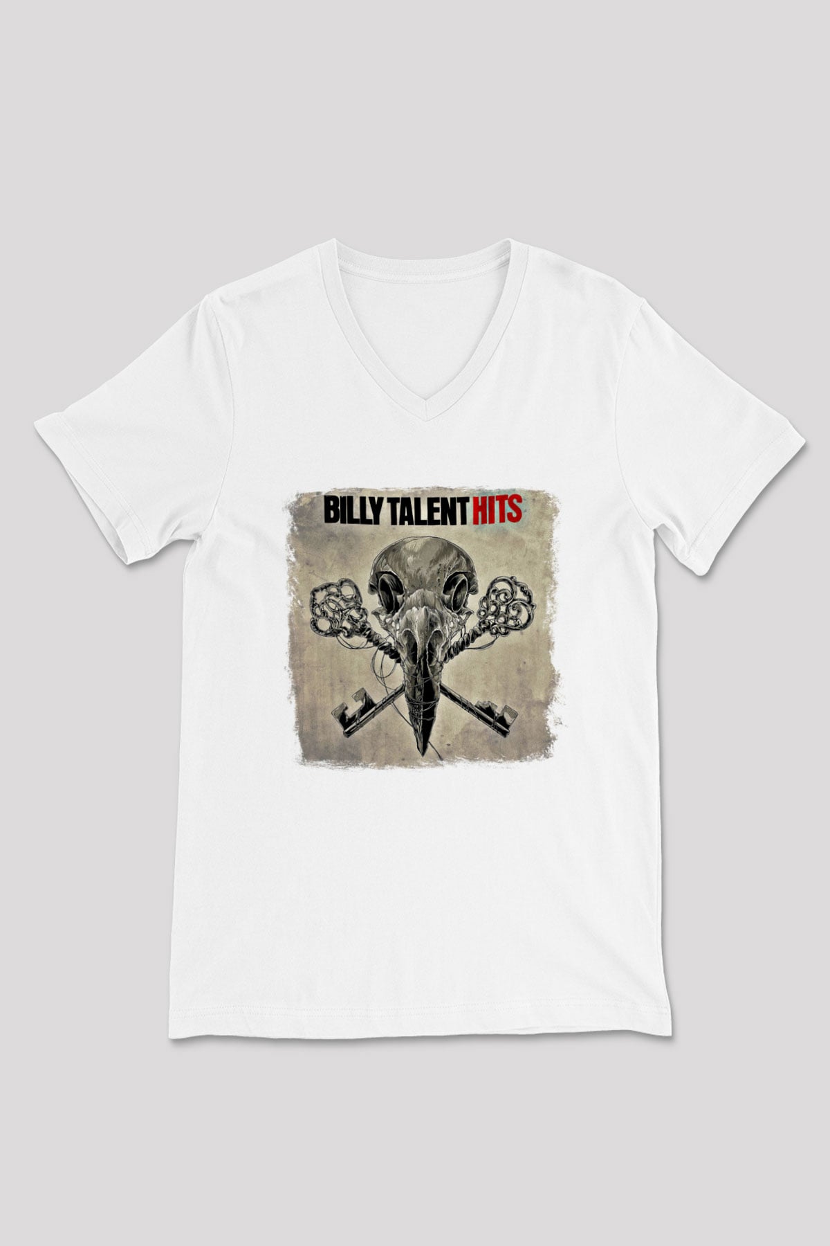 Billy Talent Baskılı Unisex Beyaz V Yaka Tişört