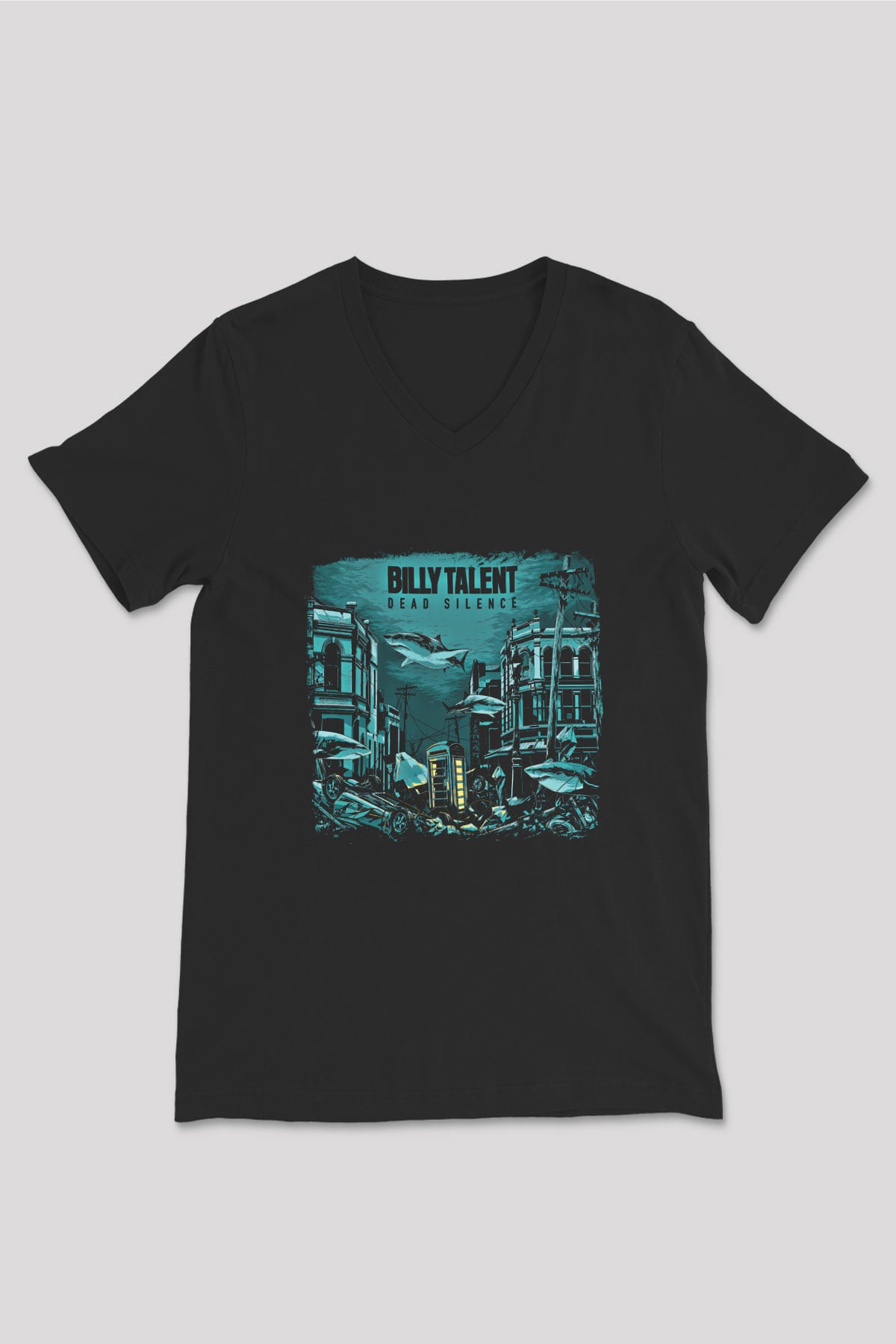 Billy Talent Baskılı Unisex Siyah V Yaka Tişört