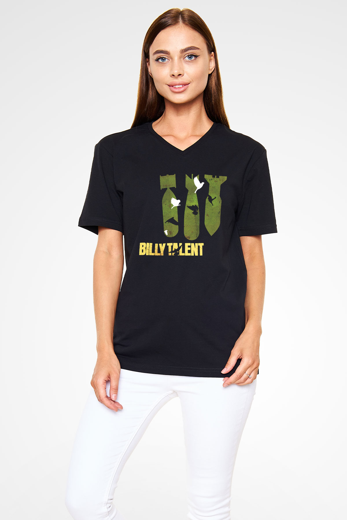 Billy Talent Siyah Unisex V Yaka Tişört T-Shirt