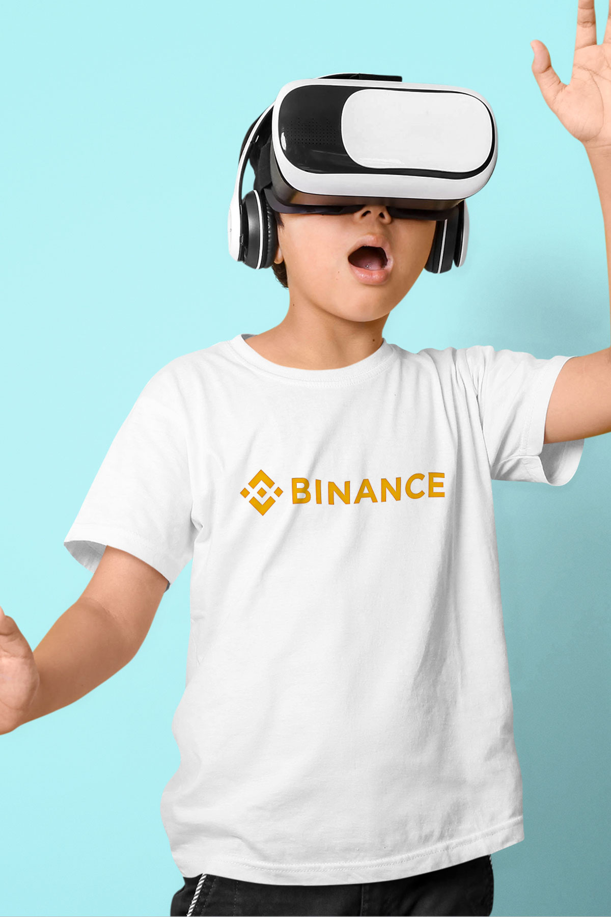 Binance Baskılı Beyaz Unisex Beyaz Çocuk Tişört - Tshirt